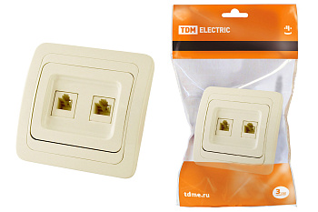 Розетка компьютерная RJ-45 + TФ (RJ-11) сл. кость "Валдай" TDM