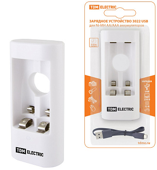 Зарядное устройство 3022 (300 mA 2 слота АА/ААА 1 кан. USB) TDM