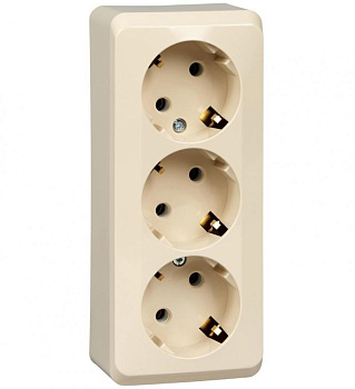 Розетка Этюд "евр" тройная о/п крем (Schneider Electric)
