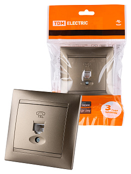 Розетка телефонная RJ11 бронза "Лама" TDM