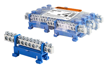 Шина "N" нулевая с изолятором на DIN-рейку 6x9мм стойка мал. 12 групп никелированная TDM 