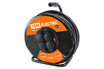 Удлинитель силовой УХз16-004 TDM (метал. катушка, А3, 4 места IP44/50м КГ 3х2,5) 