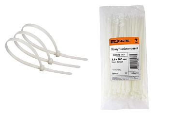 Хомут 3,6х300мм нейлон (белый) (100шт) TDM 