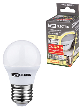 Лампа светодиодная FG45-6 Вт-230 В-3000 К–E27 "Лампа-ДИММЕР" TDM