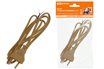 Шнур с плоской вилкой ШУ02 ШВВП 2х0,75мм2 1,7 м. бронза TDM