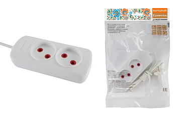 Удлинитель народный  УН2  2 гнезда, 1,5метра, б/з, ШВВП 2х0,75 мм2  6А/250В