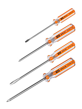Набор отверток 4 шт.: SL3x75, SL5х100, PH1х75, PH2х100 (блистер), CS "Гранит" TDM