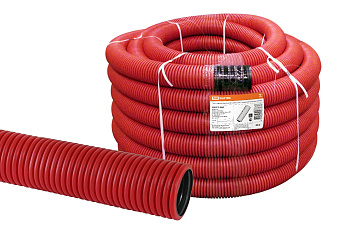 Труба гофрированная двустенная ПНД d 63 с зондом (20 м/уп.) красная TDM