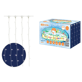 Гирлянда светодиодная "Занавес" 1,5х1,5 м, 168LED, белый, 8 режимов, 250 В, IP20, TDM