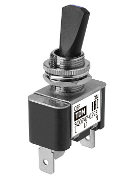 Выключатель-тумблер ASW-07D-2 1P 12В AC/DC 30А (3c) ON-OFF с фиксацией с синей LED подсветкой TDM