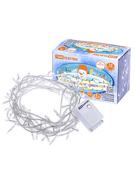 Гирлянда светодиодная СГ100Б10, белая, 10м, 8 режимов, 250 В, TDM