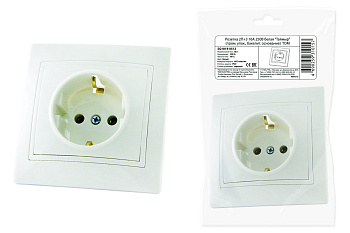 Розетка 2П+З 16А 250В белая "Таймыр" (пром. упак., бакелит. основание) TDM +1