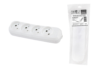 Колодка розеточная 4 гнезда 2П б/з 10А 250В белая серии "Народная"