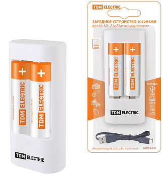 Зарядное устройство 3022Н (300 mA 2 слота АА/ААА 1 кан.+2xAA2500 USB) TDM