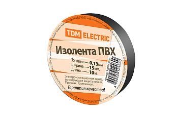 Изолента ПВХ 0,13*15мм Черная 10м TDM
