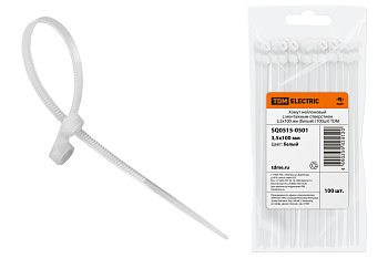 Хомут нейлоновый с монтажным отверстием 3,5х100 мм (белый) (100шт) TDM