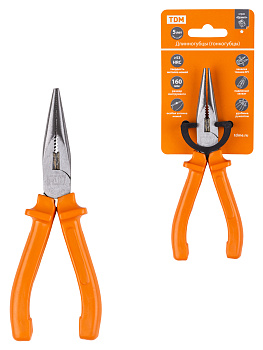 Длинногубцы (тонкогубцы), с пластиковыми рукоятками, углеродистая сталь, 160 мм, серия "Гранит" TDM