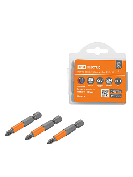 Набор бит PH1x50, односторонних, сталь CrV, Е 1/4", 10 шт., «Гранит» TDM