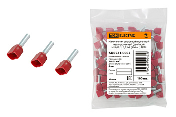 Наконечник штыревой втулочный изолированный (двойной) НШвИ (2) 0,75х8 (100 шт) TDM