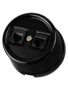 Розетка телефонная RJ11 + компьютерная RJ45 черная «Болонь» TDM