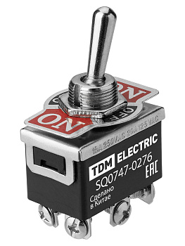 Переключатель-тумблер KN3C-223AAH 2P 250В AC/DC 15А (6c) ON-OFF-ON без фиксации TDM