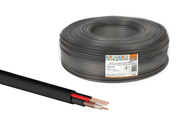 Кабель для видеонаблюдения КВК-П-2 2х0,75 мм (200м), для наружной прокладки, черный 