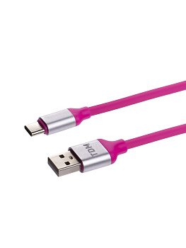 Дата-кабель, ДК 20, USB - USB Type-C, 1 м, силиконовая оплетка, розовый, TDM