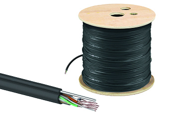 Кабель витая пара U/UTP Cat 5e 4х2х24AWG (305м) solid, PE для наружн. прокл., чёрный, трос 1,2мм TDM