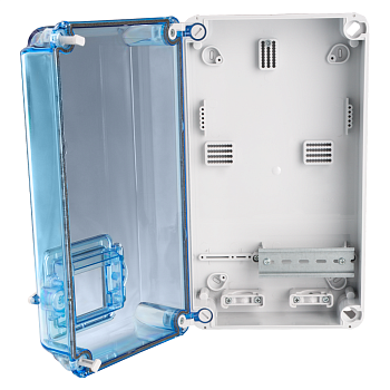 Бокс KNS66-350x200-1 под счетчик и 4 модуля прозрачная дверь IP66