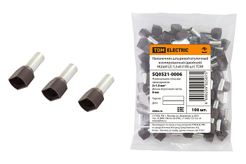 Наконечник штыревой втулочный изолированный (двойной) НШвИ (2) 1,5х8 (100 шт) TDM 