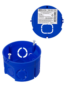 Установочная коробка СП D68х42 мм, саморезы, без стыковочных узлов, синяя, IP20, инд. штрихкод TDM