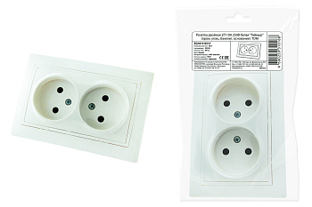 Розетка двойная 2П 10А 250В белая "Таймыр" (пром. упак., бакелит. основание) TDM