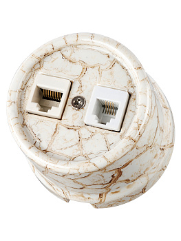 Розетка телефонная RJ11 + компьютерная RJ45 мраморная «Болонь» TDM