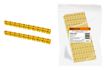 Маркер наборный - символ "4" желтый 6 мм2 (100 шт.) TDM