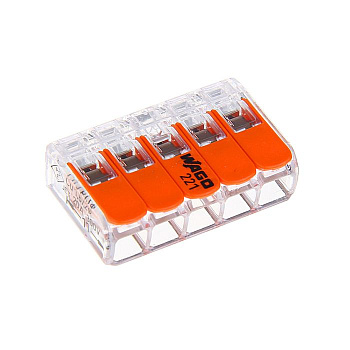 Клеммы WAGO 221-415 (5х0,14-4мм2 с рычажком) (25шт.) +25