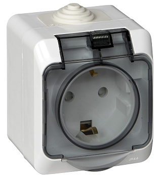 Розетка Этюд "евр" о/п белая с крышкой со шт. (Schneider Electric) IP44