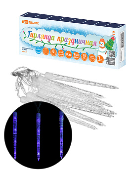 Гирлянда светодиодная "Сосульки фигурные" 2,1 м, 32LED, 8 шт, синий, 8 режимов, 250 В, IP20, TDM