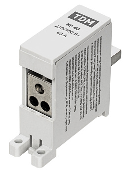 Клемма распределительная на DIN-рейку КР-63 1П 63А (3х10мм²) TDM