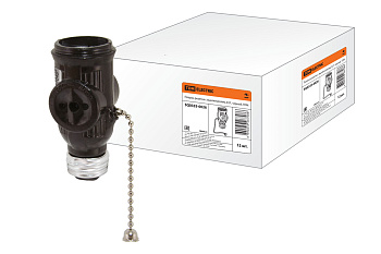 Патрон-розетка карболитовый с выключателем, Е27, черный, TDM