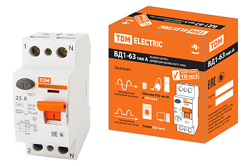 УЗО ВД1-63 2Р 25А 10мА тип А TDM