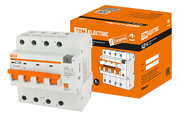 Диф.автомат АД14 4Р 10А 10мА TDM